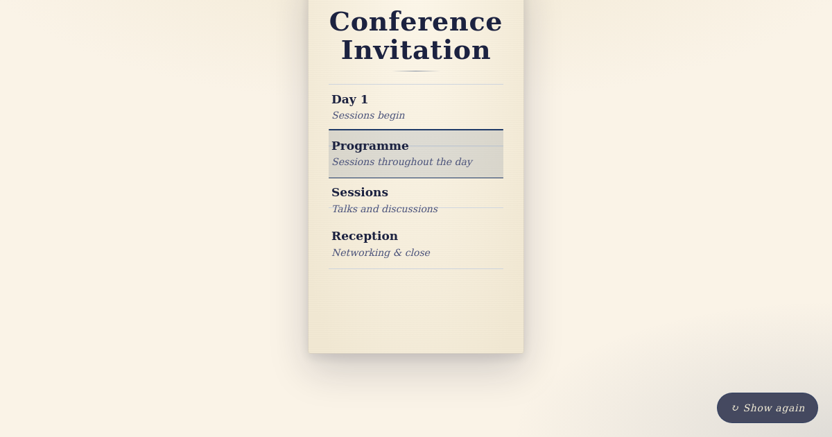 Conference Invite card template
