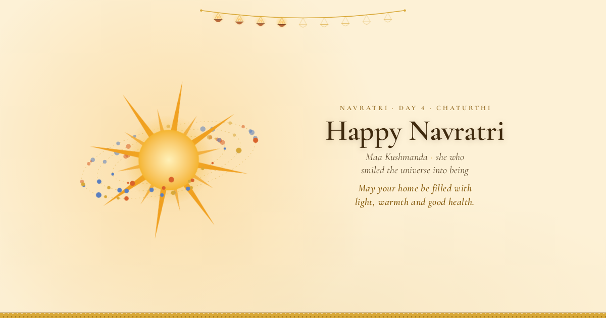 Navratri Day 4 — Maa Kushmanda card template
