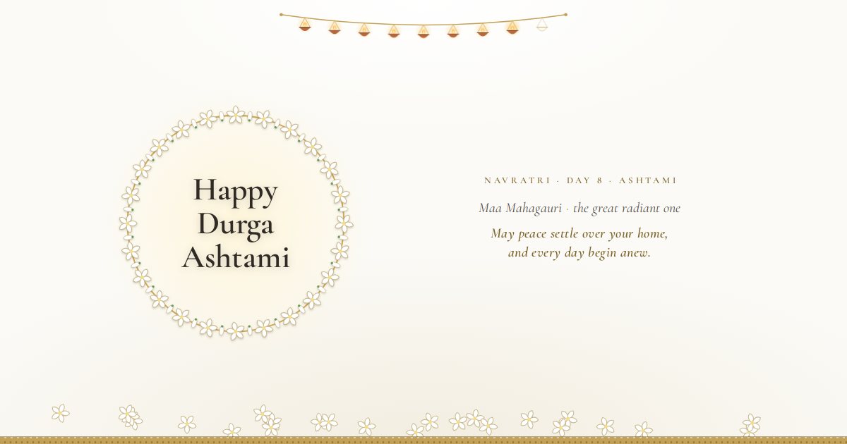 Navratri Day 8 — Maa Mahagauri card template